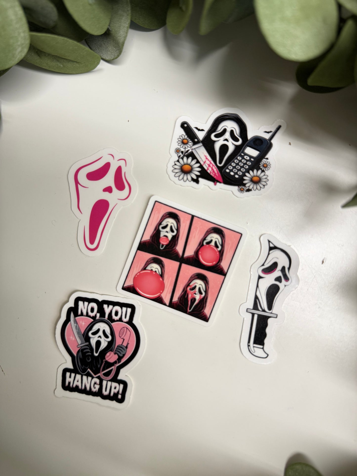(RTS) PINK GHOSTFACE STICKER SET (5)