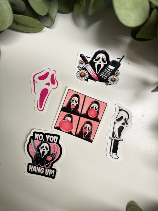 (RTS) PINK GHOSTFACE STICKER SET (5)