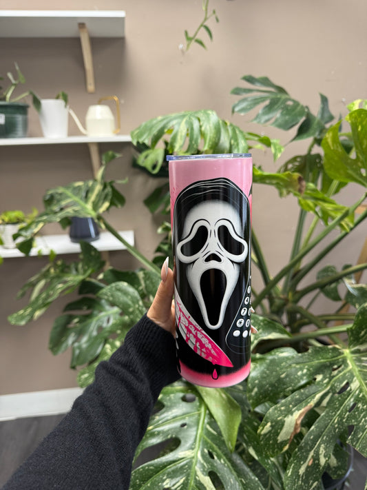 (RTS) PINK GHOSTFACE TUMBLER 20 OZ