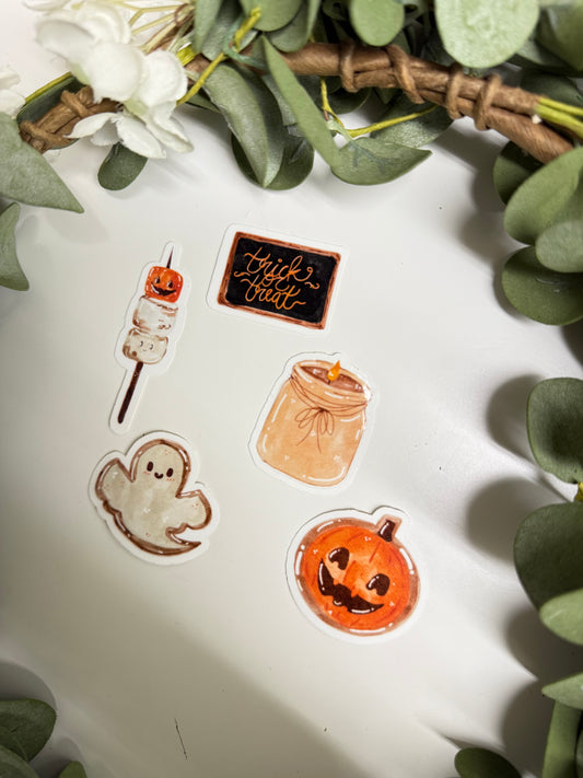 (RTS) VINTAGE TRICK OR TREAT MINI STICKER SET (5)