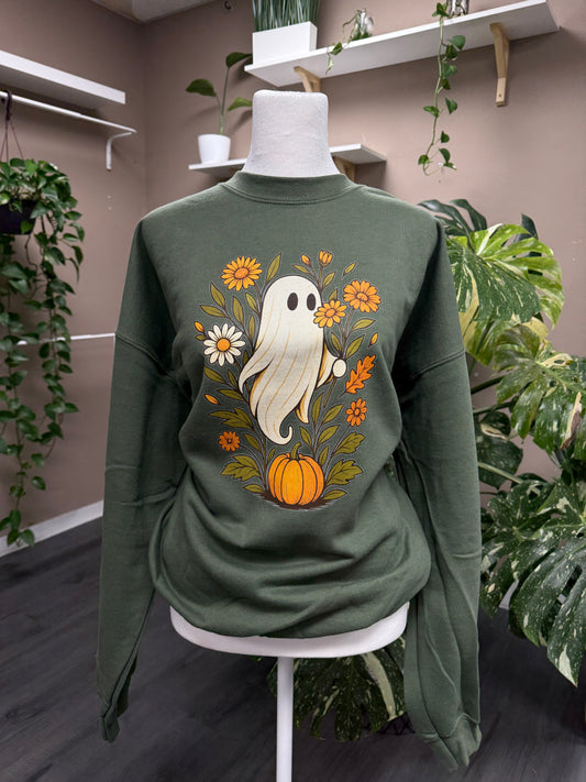 (RTS) GREEN FLORAL GHOST CREWNECK