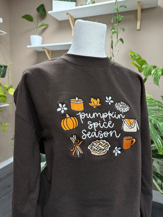 (RTS) PUMPKIN SPICE SZN EMBROIDERED CREWNECK