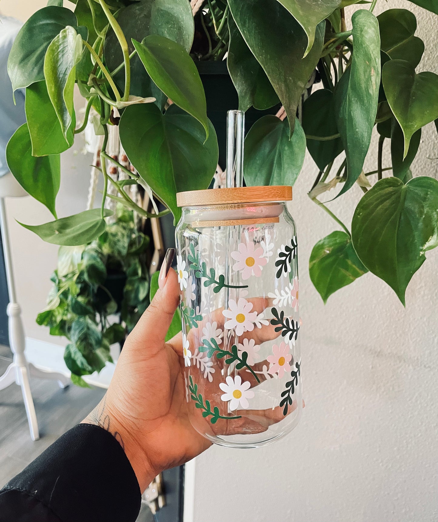 (RTS) DAISY/GREEN FLORAL CUP