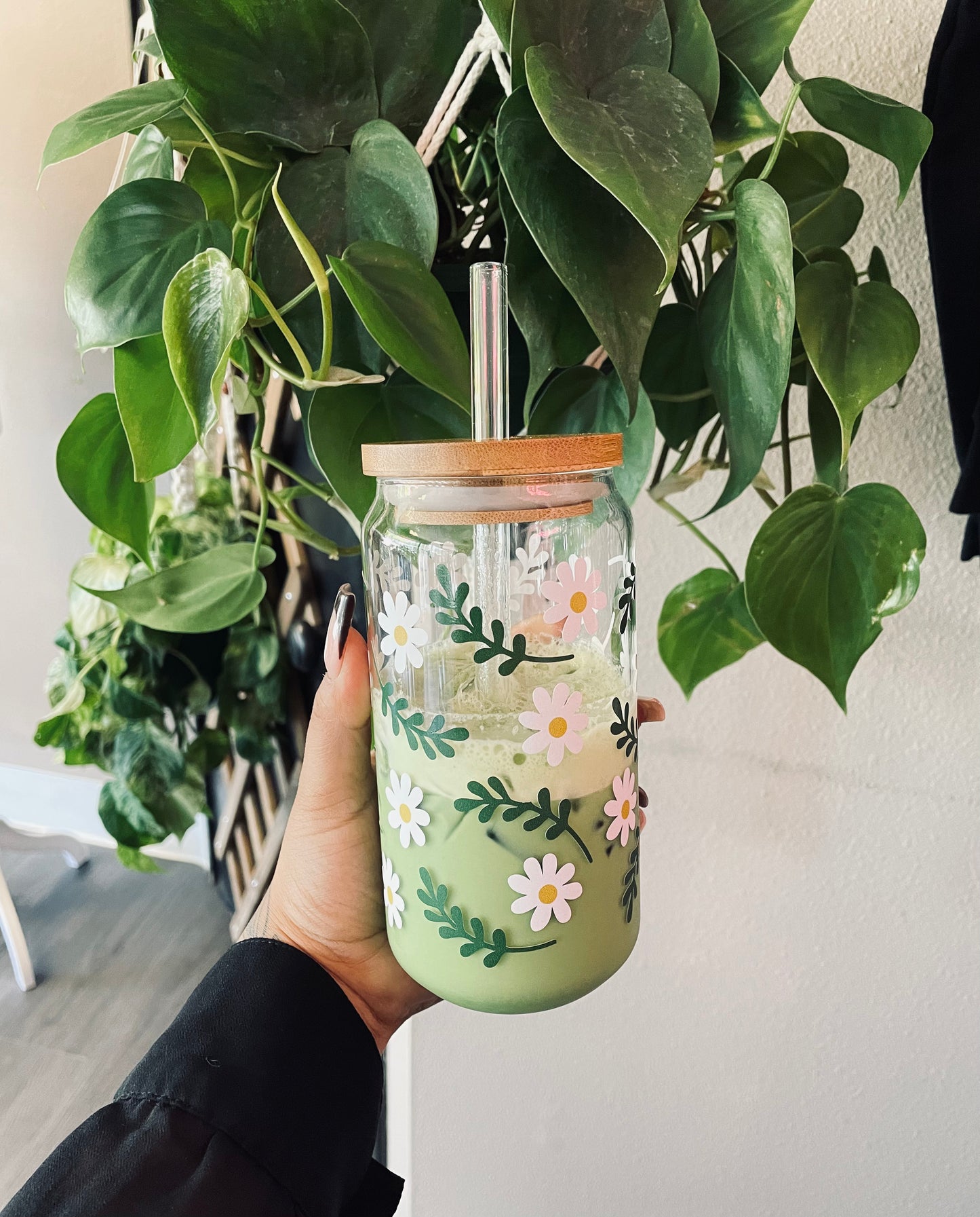 (RTS) DAISY/GREEN FLORAL CUP