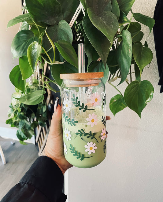 (RTS) DAISY/GREEN FLORAL CUP