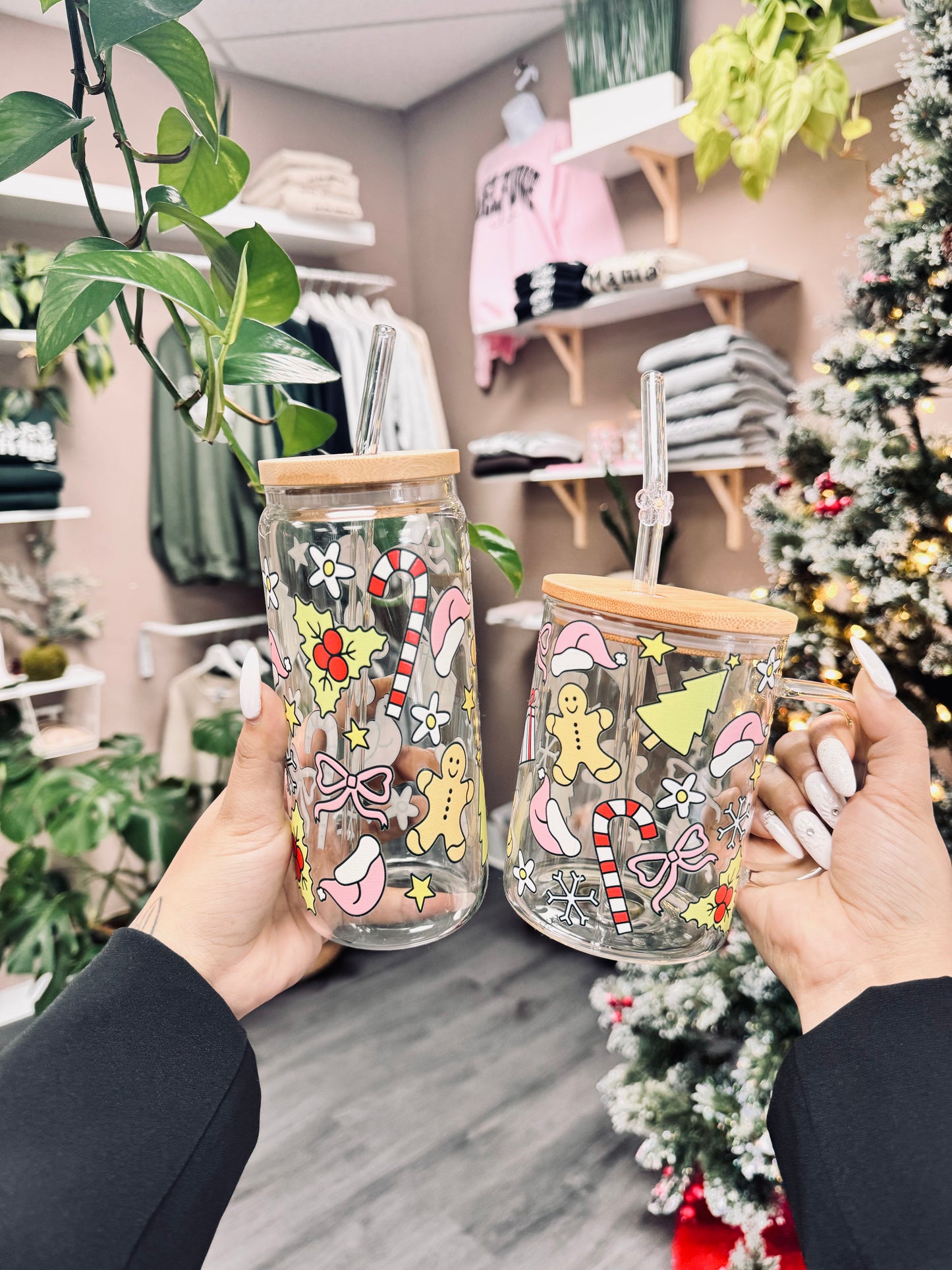 (RTS) PINK GINGER DOODLES DRINKWARE