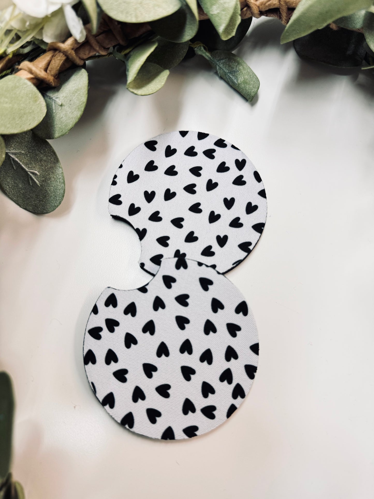 (RTS) BLACK HEARTS CAR COASTER SET
