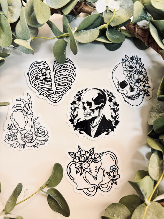 (RTS) SKELETON FLORAL STICKERS