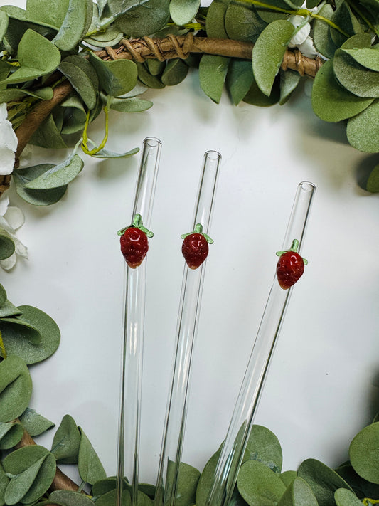 (RTS) STRAWBERRY GLASS STRAW