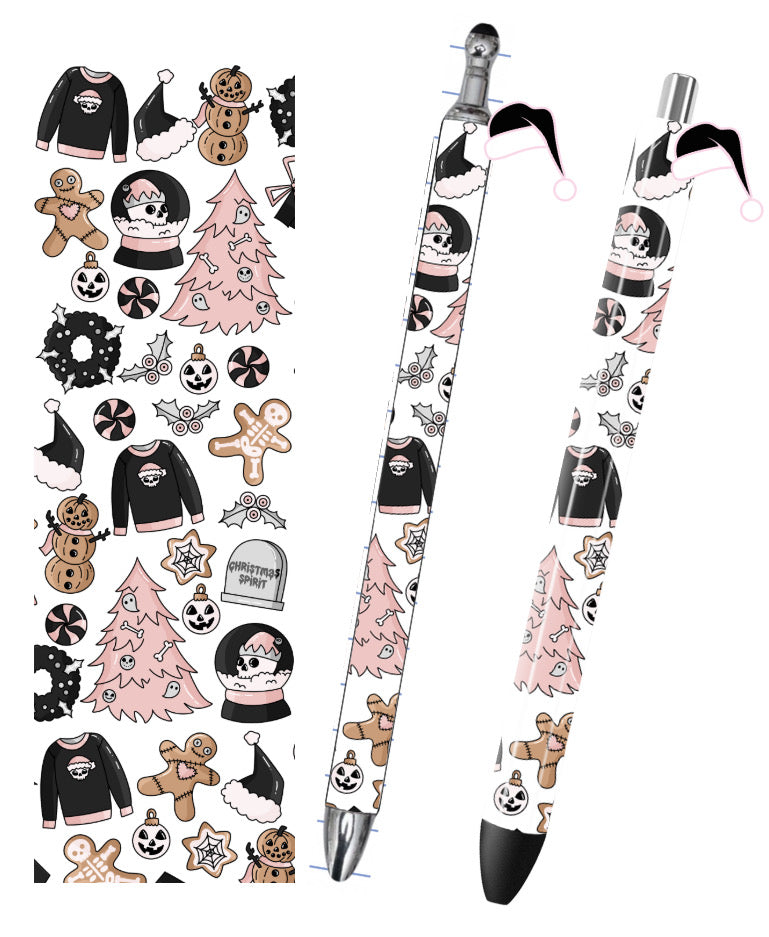 (RTS) PINK CREEPY CHRISTMAS PEN W CHARM