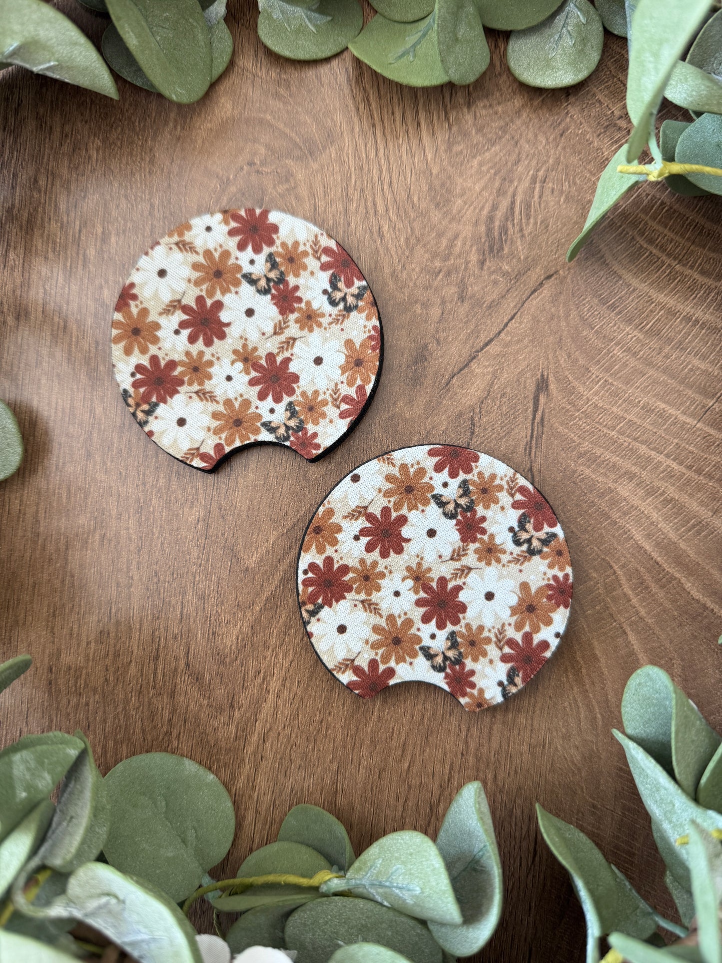 (RTS) FLORAL HARVEST CAR COASTER SET