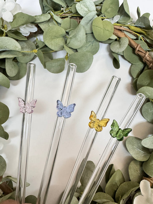 (RTS) BUTTERFLY GLASS STRAW