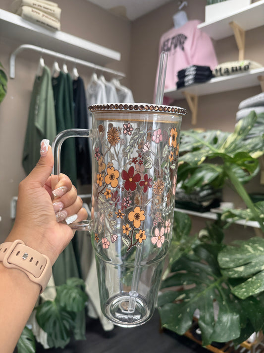 (RTS) KRAFTY FLORAL 40oz GLASS