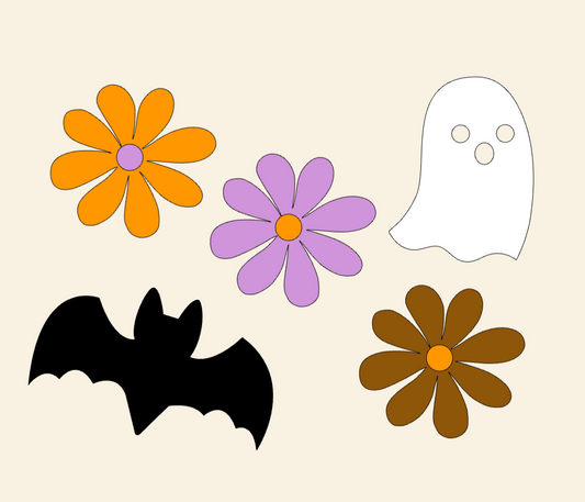 (RTS) RETRO GHOULMINI STICKER SET (5)
