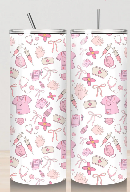 (RTS) PINK MEDICAL DOODLES DRINKWARE