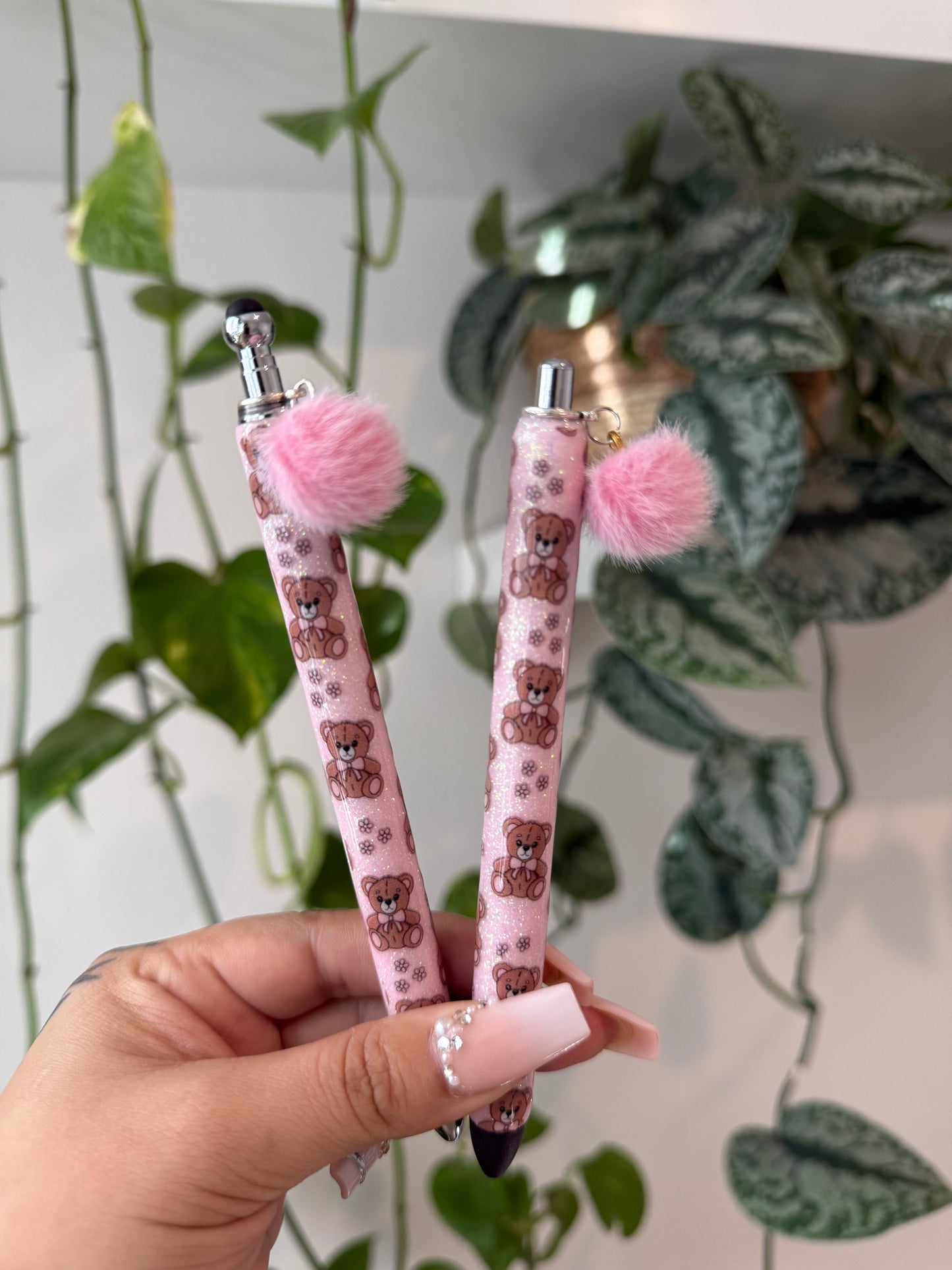 (RTS) PINK TEDDY BEAR PEN W CHARM