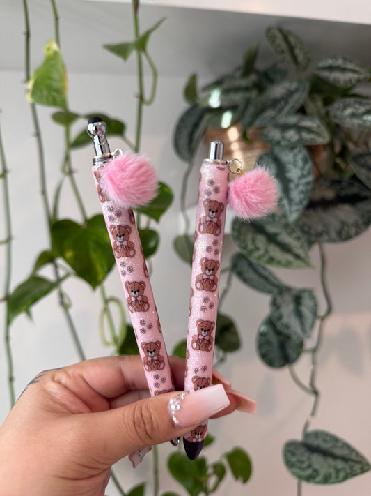 (RTS) PINK TEDDY BEAR PEN W CHARM