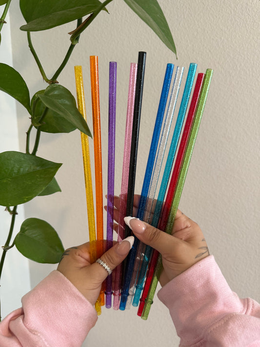 (RTS) PLASTIC 11INCH GLITTER STRAW