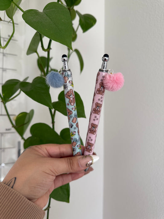 (RTS) TEDDY BEAR PEN W POM POM