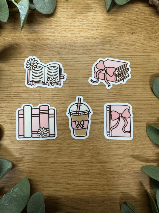 (RTS) COFFEE & BOOKS GIRLIE MINI STICKER SET