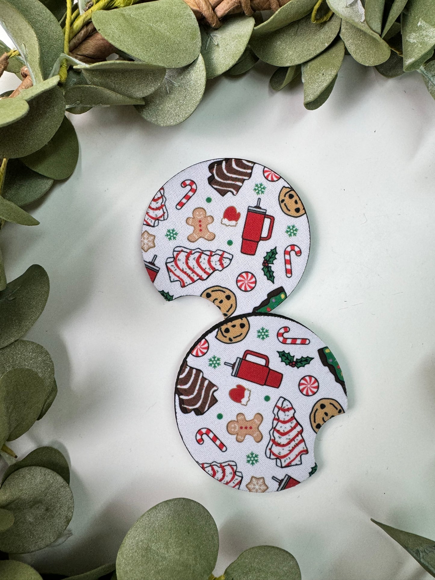 (RTS) CHRISTMAS DOODLE CAR COASTER SET