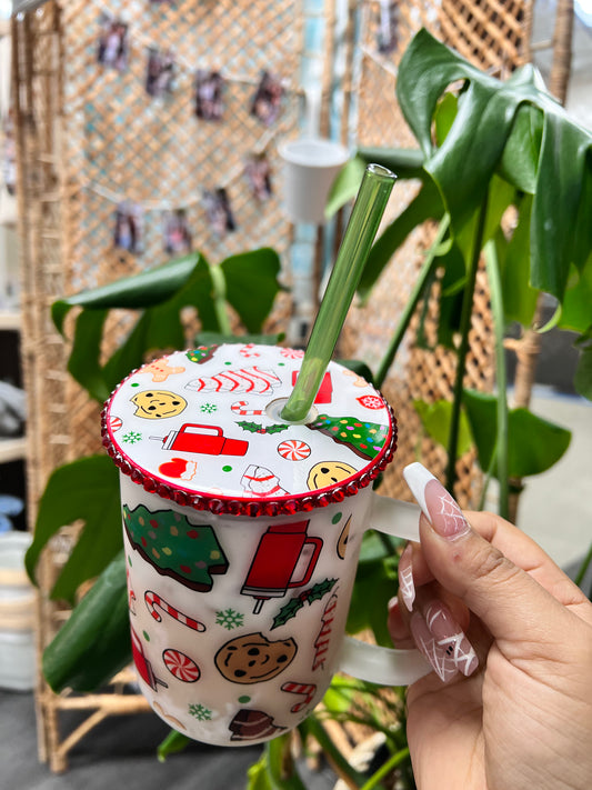 (PREORDER) CHRISTMAS DOODLE MUG BLING LID