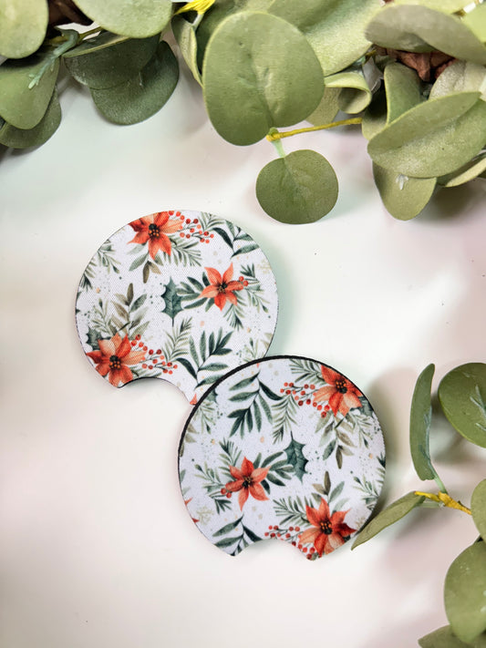 (RTS) POINSETTIA CAR COASTER SET