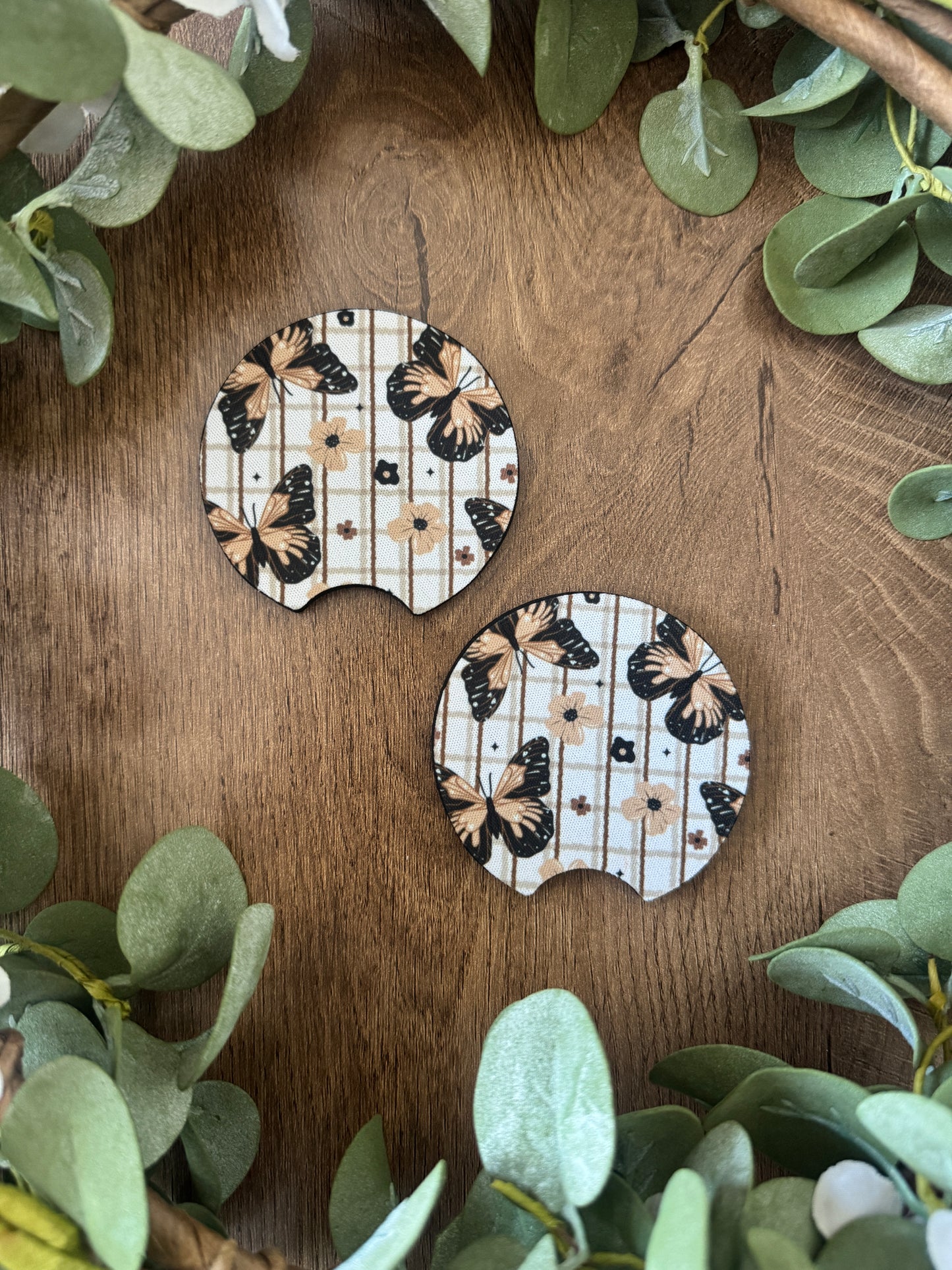 (RTS) BOHO BUTTERFLY CAR COASTER SET