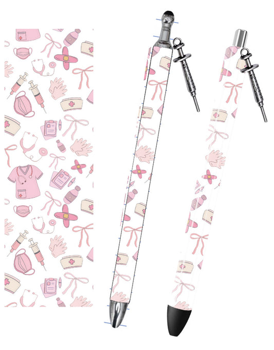 (RTS) PINK MEDICAL DOODLES PEN W CHARM