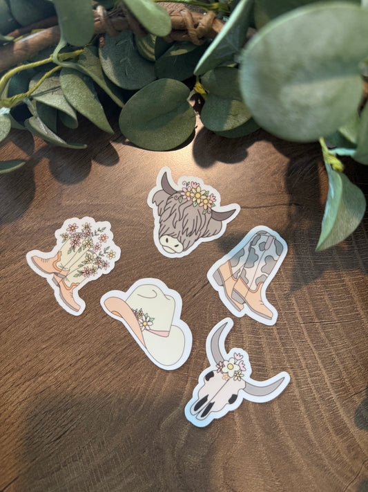 (RTS) WESTERN GIRLIE MINI STICKER SET
