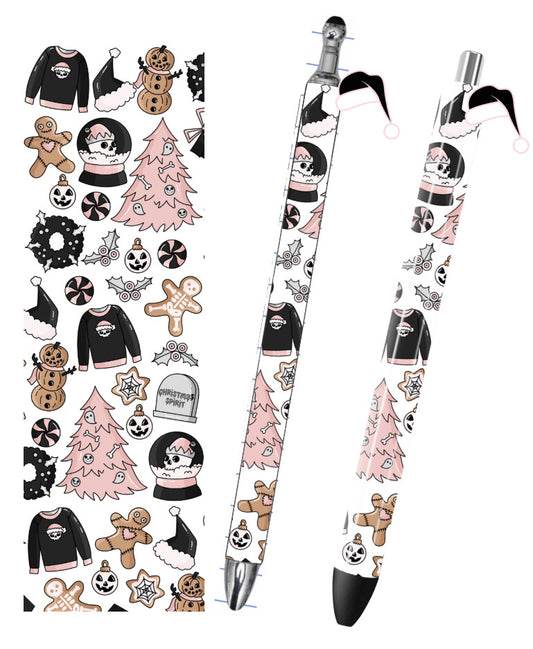 (RTS) PINK CREEPY CHRISTMAS PEN W CHARM