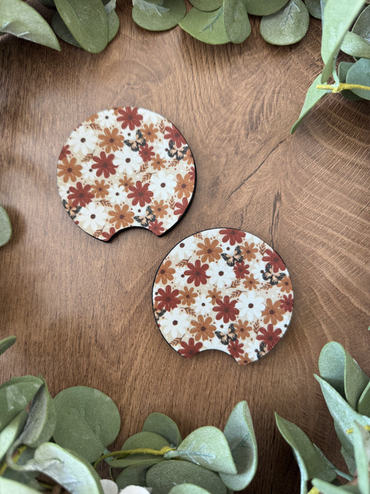 (RTS) FLORAL HARVEST CAR COASTER SET