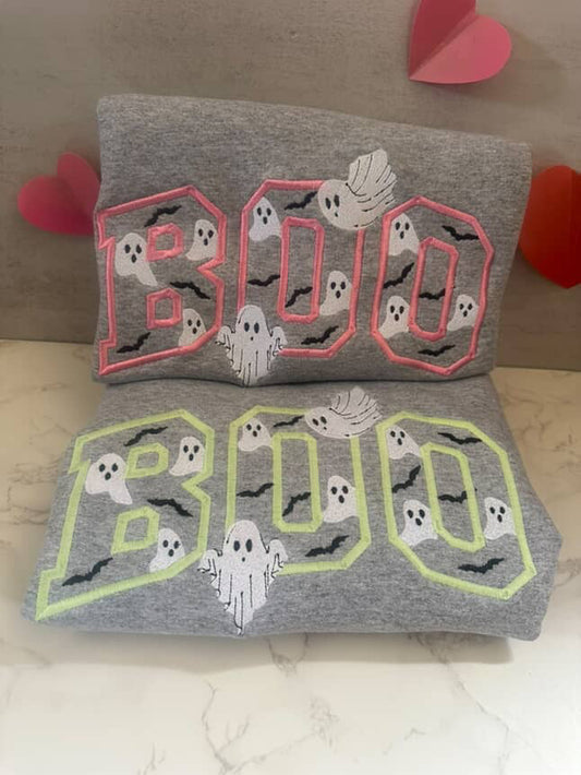 (RTS) BOO EMBROIDERED CREWNECK