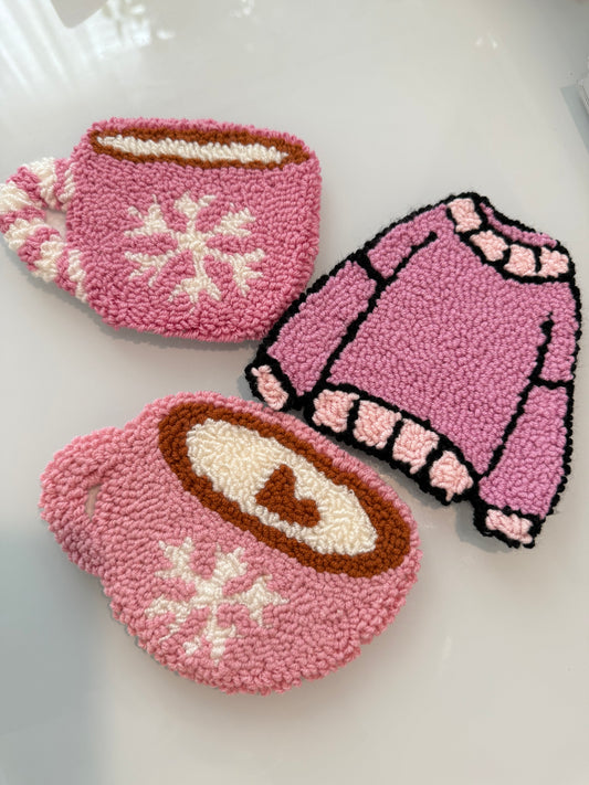 (RTS) PINK COZYY RUG COASTERS