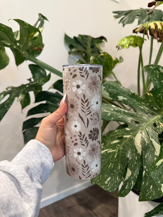 (RTS) MOCHA FLORAL VINE TUMBLER